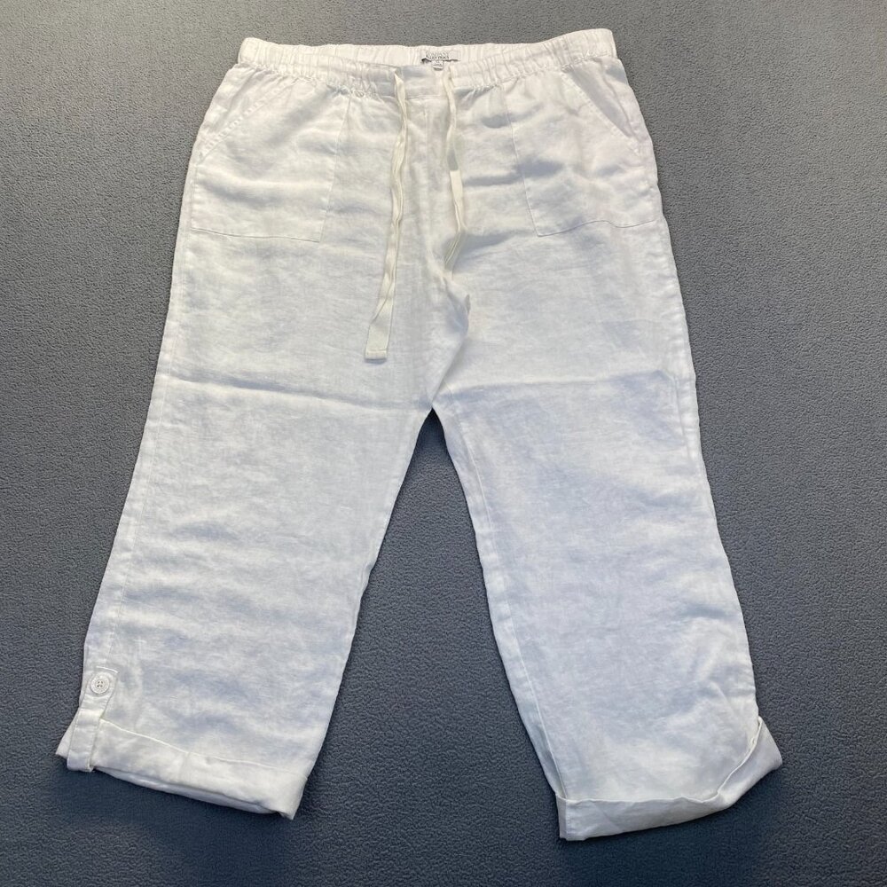 Ellen Tracy Company‎ White 100% Linen Wide Leg Pull on Pants Womens Size XLarge - Picture 12 of 12
